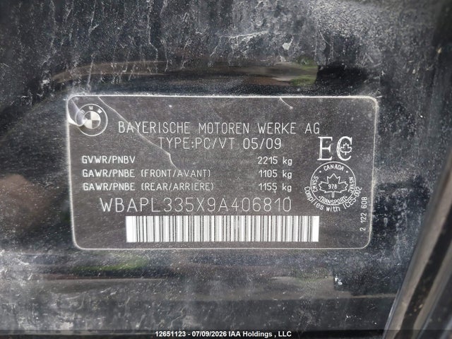 Aukcja sprzedaży 2009 Bmw 3 Series 335xi, vin: WBAPL335X9A406810, numer aukcji: 12651123