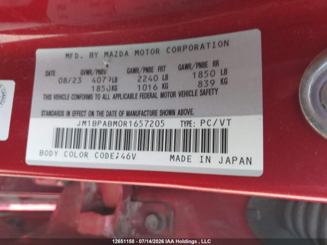 Продажа на аукционе авто 2024 Mazda 3 Select Sport, vin: JM1BPABM0R1657205, номер лота: 12651158