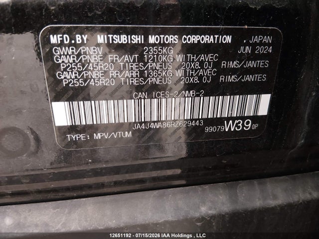JA4J4WA86RZ629443 Mitsubishi Outlander Gt/gt Noir/gt Premium