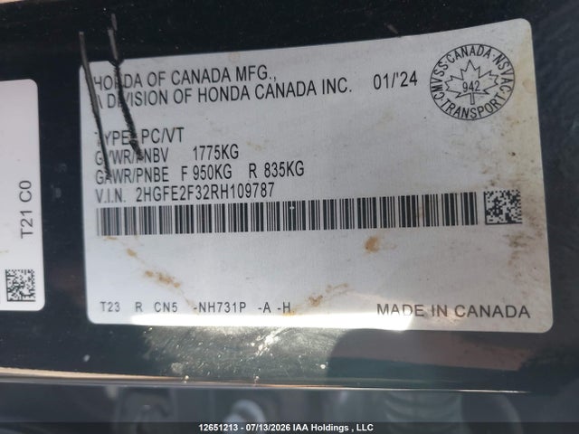 Honda Civic Ex 4dr 2024 2HGFE2F32RH109787 Image 20