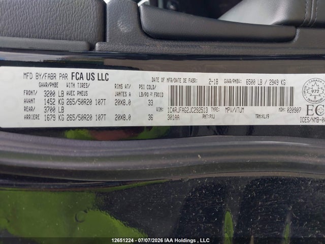 1C4RJFAG2JC292513 Jeep Grand Cherokee Laredo