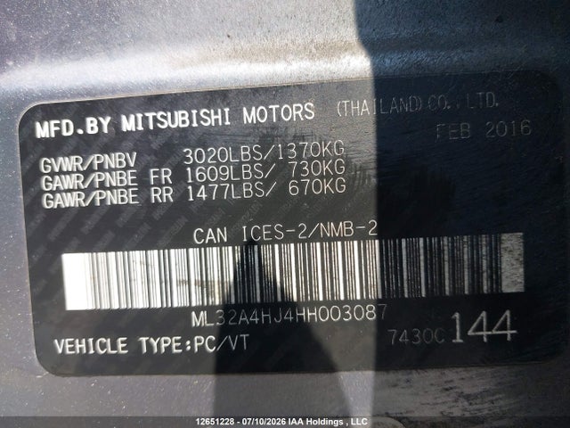 Mitsubishi MIRAGE SE 2017 ML32A4HJ4HH003087 Image 19