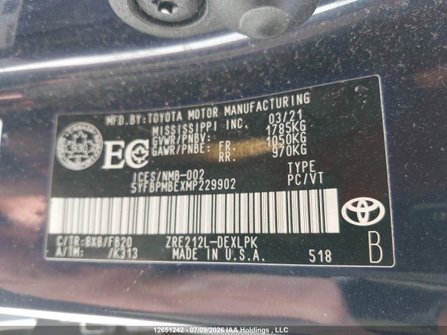 5YFBPMBEXMP229902 Toyota Corolla