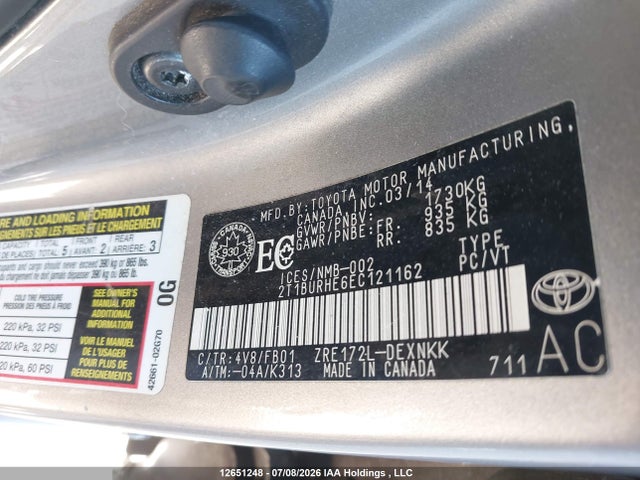 Продажа на аукционе авто 2014 Toyota Corolla, vin: 2T1BURHE6EC121162, номер лота: 12651248