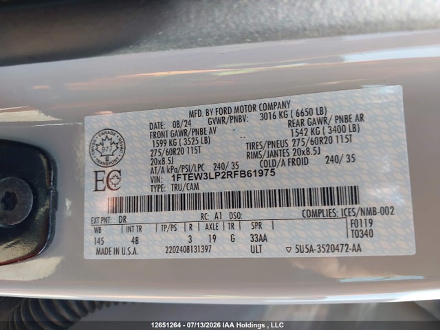 Ford F-150 2024 1FTEW3LP2RFB61975 Image 9