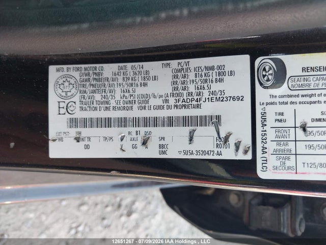 Продажа на аукционе авто 2014 Ford Fiesta, vin: 3FADP4FJ1EM237692, номер лота: 12651267