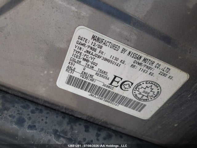 Продаж на аукціоні авто 2009 Infiniti Ex35, vin: JNKAJ09F39M950141, номер лоту: 12651281