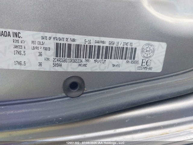 2C4RDGBG1GR365334 Dodge Grand Caravan