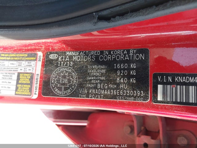 KIA Rio Ex/ex+/lx/lx+/sx 2014 KNADM4A36E6330393 Image 9