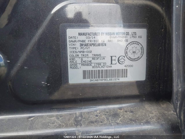 Aukcja sprzedaży 2014 Nissan Sentra, vin: 3N1AB7AP9EL661574, numer aukcji: 12651323