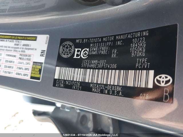 5YFB4MBE3RP174306 Toyota Corolla