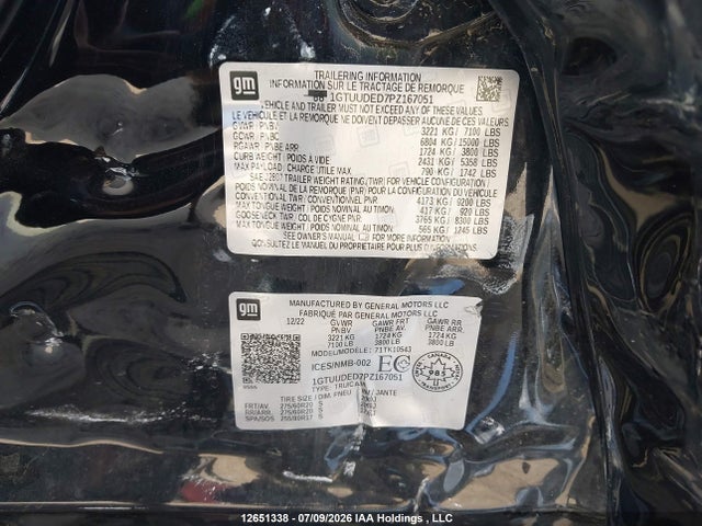 2023 Gmc Sierra 1500 მანქანა იყიდება აუქციონზე, vin: 1GTUUDED7PZ167051, აუქციონის ნომერი: 12651338