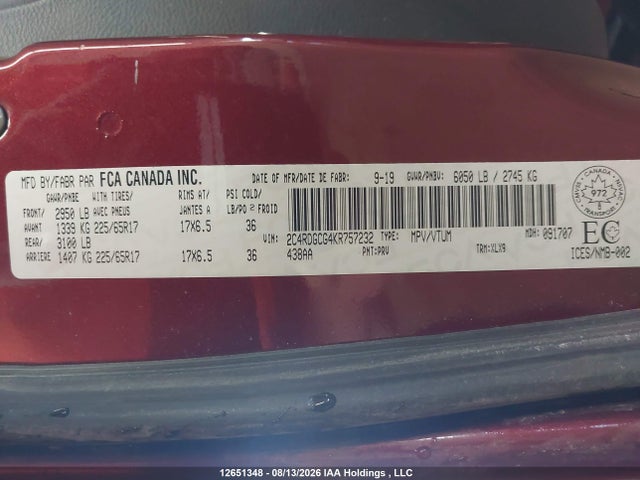 Dodge Grand Caravan 2019 2C4RDGCG4KR757232 Image 9