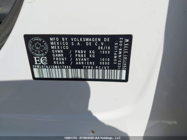 Volkswagen JETTA SEDAN 2016 3VWL07AJ1GM417869 Image 18