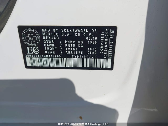 Volkswagen JETTA SEDAN 2016 3VWL07AJ1GM417869 Image 9