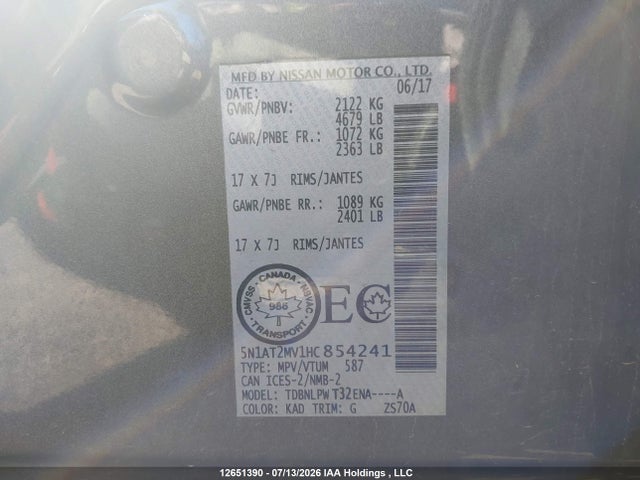 Nissan Rogue 2017 5N1AT2MV1HC854241 Image 9
