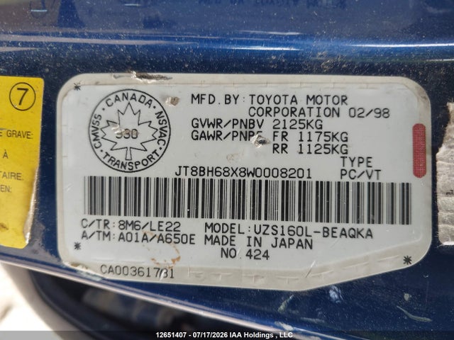 Продажа на аукционе авто 1998 Lexus Gs 400, vin: JT8BH68X8W0008201, номер лота: 12651407
