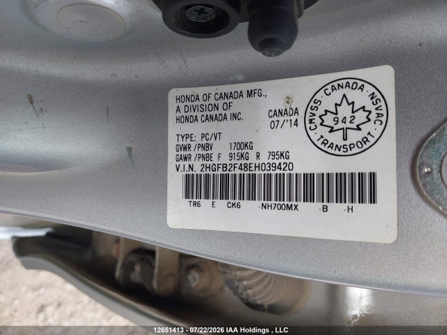 Honda Civic Lx 2014 2HGFB2F48EH039420 Image 18