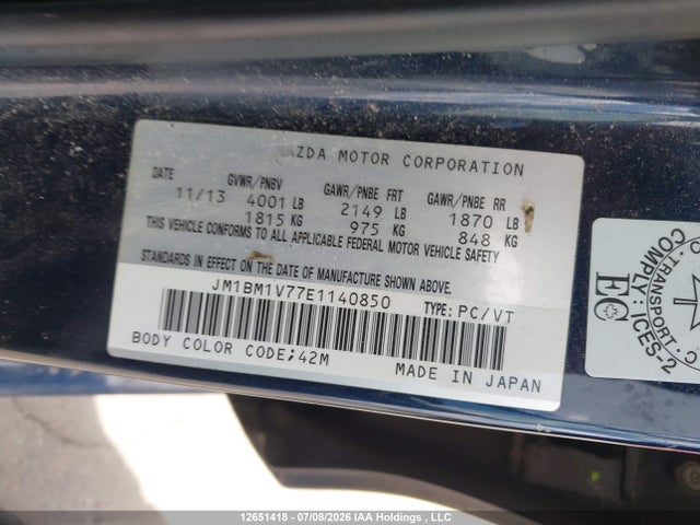 Продаж на аукціоні авто 2014 Mazda Mazda3 Gs-sky, vin: JM1BM1V77E1140850, номер лоту: 12651418
