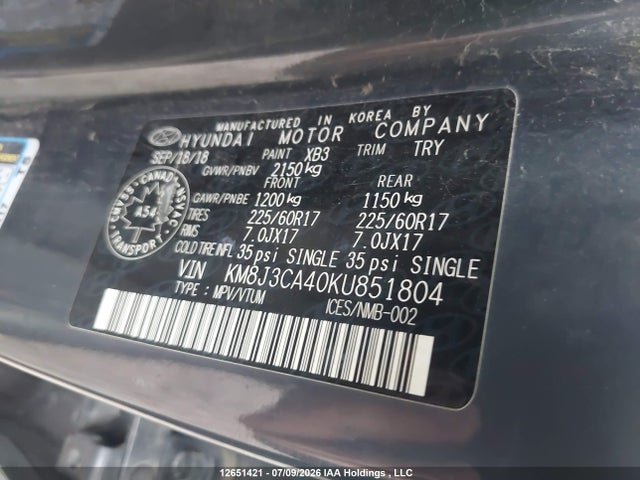 Hyundai Tucson 2019 KM8J3CA40KU851804 Image 9