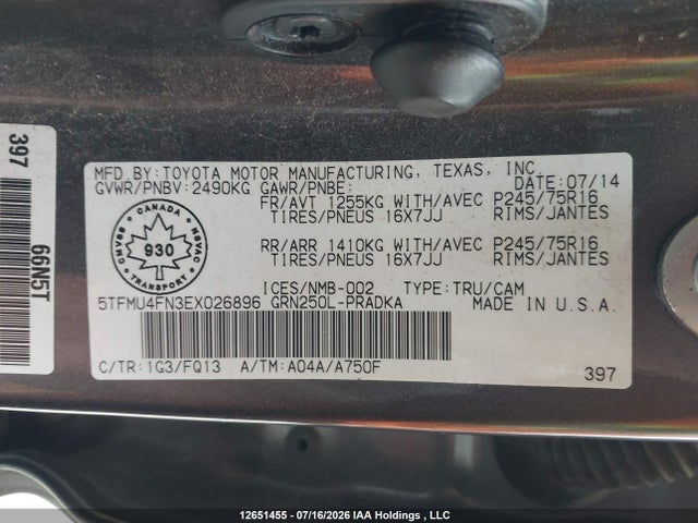 5TFMU4FN3EX026896 Toyota Tacoma