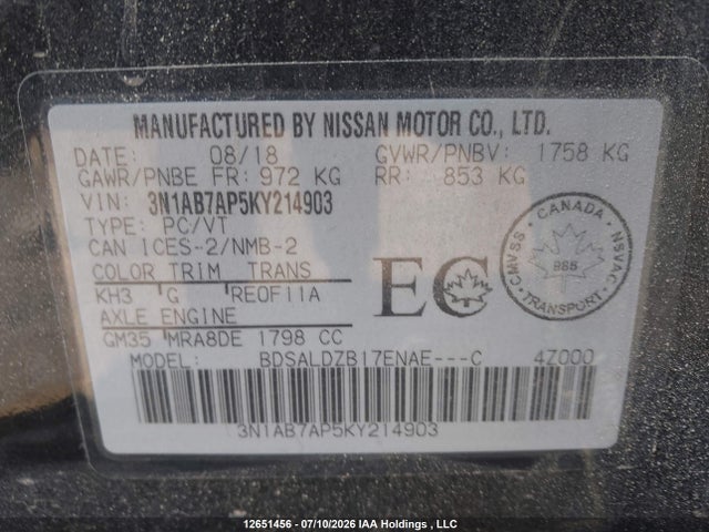 Nissan Sentra 2019 3N1AB7AP5KY214903 Image 18