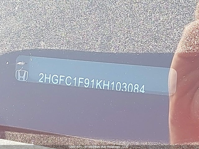 Honda Civic Touring 2019 2HGFC1F91KH103084 Image 16