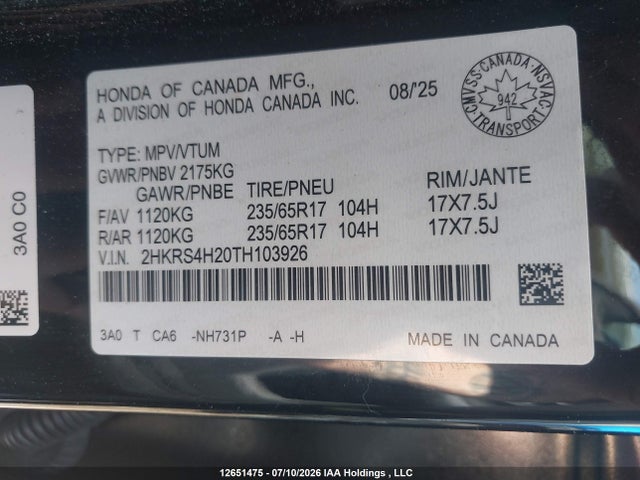 Honda CR-V LX 2026 2HKRS4H20TH103926 Image 9