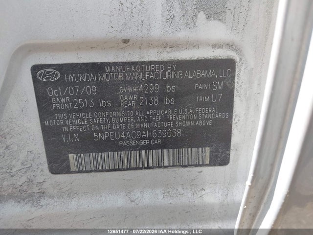 Продаж на аукціоні авто 2010 Hyundai Sonata Limited, vin: 5NPEU4AC9AH639038, номер лоту: 12651477
