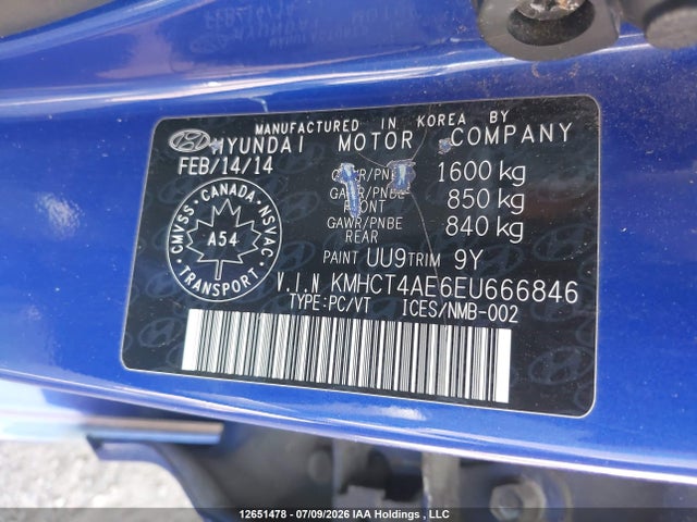 Hyundai Accent Gls/gs 2014 KMHCT4AE6EU666846 Image 9