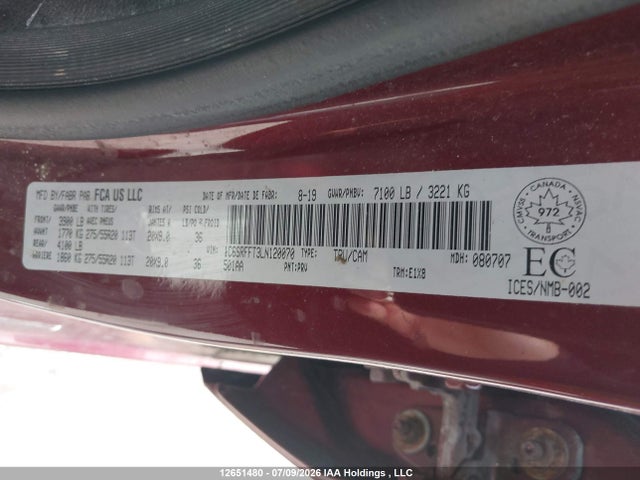 1C6SRFFT3LN120070 RAM 1500 Big Horn/lone Star