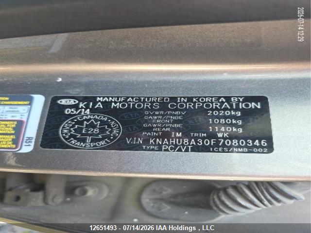 12651493 :رقم المزاد ، KNAHU8A30F7080346 vin ، 2015 Kia Rondo Ex/ex Luxury/ex Value مزاد بيع