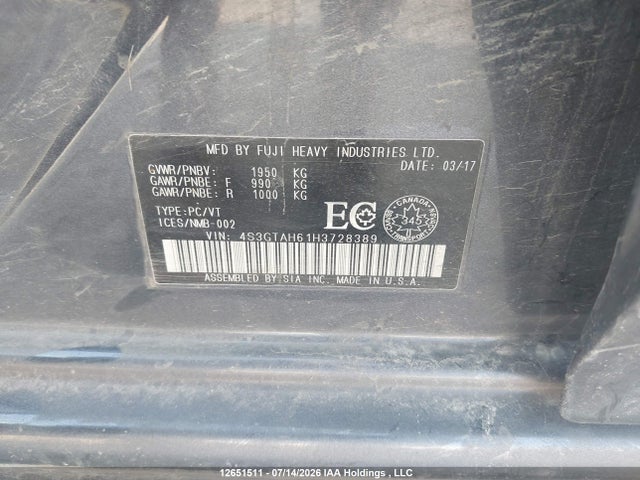 Subaru Impreza Premium Plus 2017 4S3GTAH61H3728389 Image 9
