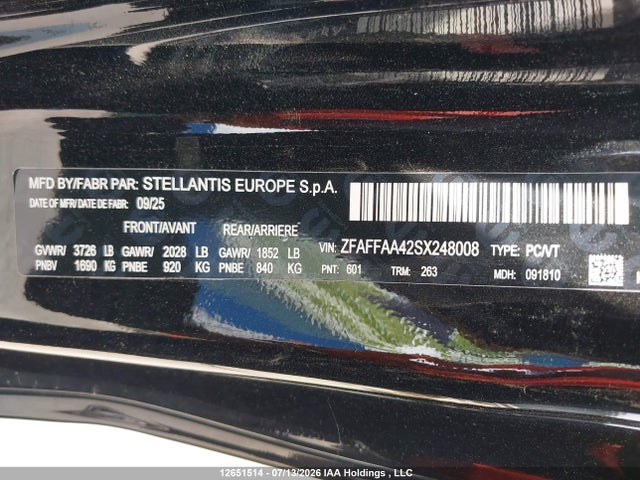 Продажа на аукционе авто 2025 Fiat 500 E Red, vin: ZFAFFAA44SX248008, номер лота: 12651514