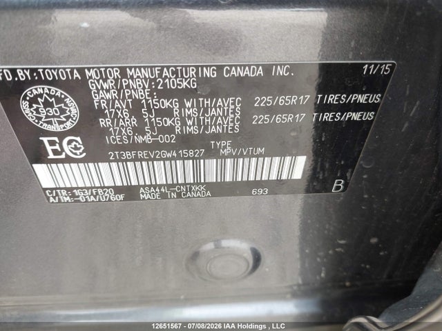 Toyota RAV4 LE 2016 2T3BFREV2GW415827 Image 19