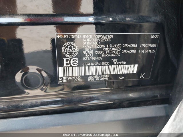 Aukcja sprzedaży 2024 Toyota Venza Le/xle/limited/night Shade, vin: JTEAAAAHXRJ155525, numer aukcji: 12651571