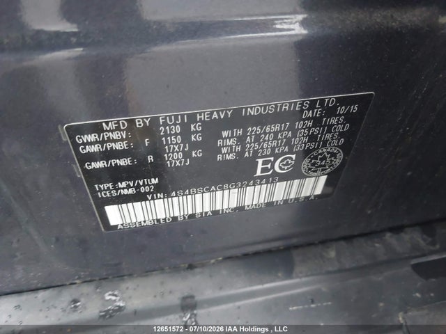 Subaru Outback 2.5i 2016 4S4BSCAC8G3243413 Image 9