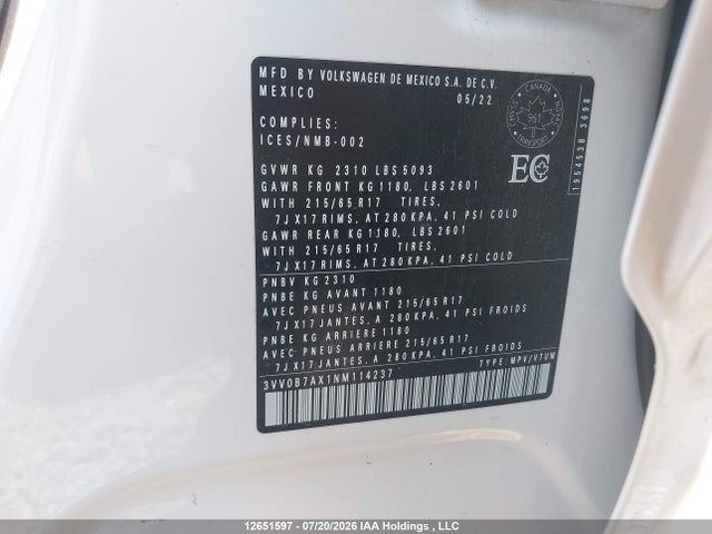 Volkswagen Tiguan 2022 3VV0B7AX1NM114237 Image 9