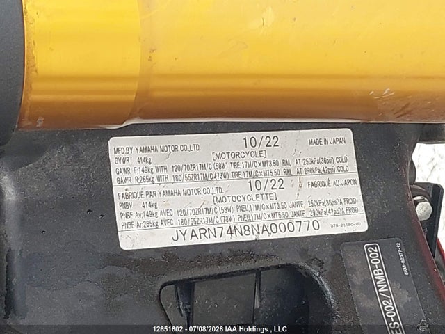 Yamaha Mtt09 Gt 2022 JYARN74N8NA000770 Image 10