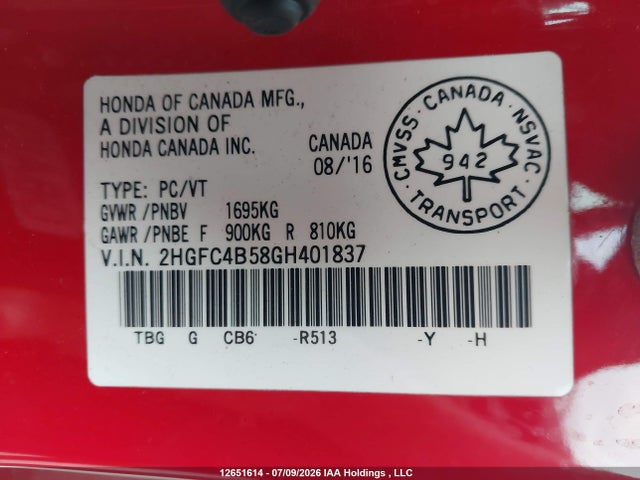 Honda Civic Lx 2016 2HGFC4B58GH401837 Image 18