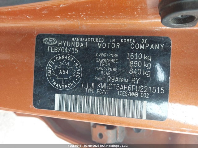 Продаж на аукціоні авто 2015 Hyundai Accent Gl, vin: KMHCT5AE6FU221515, номер лоту: 12651616