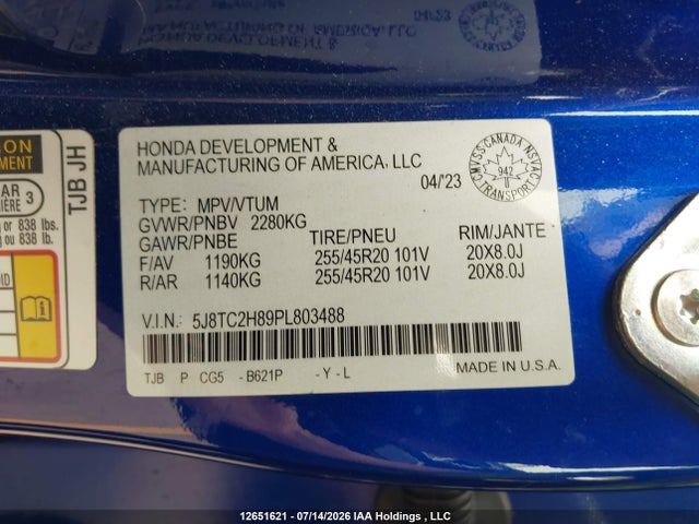 5J8TC2H89PL803488 Acura Rdx Platinum Elite A-spec