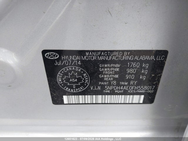 Hyundai ELANTRA GL 2015 5NPDH4AE0FH558017 Image 9