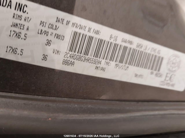 2C4RDGBG3HR559204 Dodge Grand Caravan Cvp/sxt