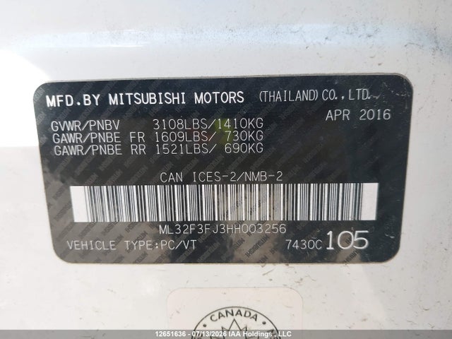 Mitsubishi Mirage G4 Es 2017 ML32F3FJ3HH003256 Image 18