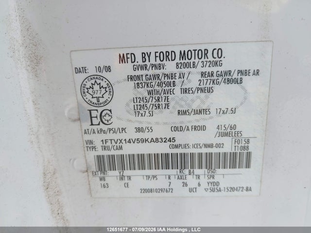 Продажа на аукционе авто 2009 Ford F150 Super Cab, vin: 1FTVX14V59KA83245, номер лота: 12651677