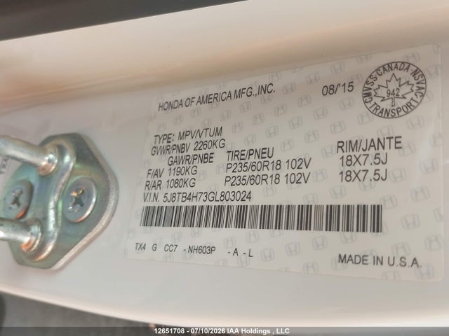 Acura RDX 2016 5J8TB4H73GL803024 Image 9