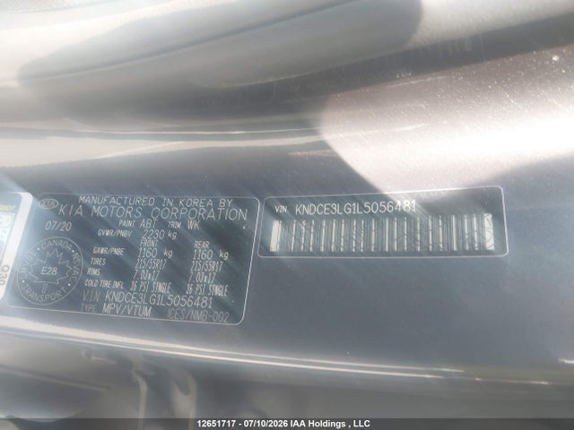 12651717 :رقم المزاد ، KNDCE3LG1L5056481 vin ، 2020 Kia Niro Ev مزاد بيع
