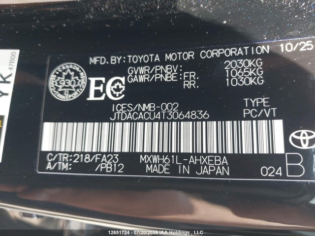 Продаж на аукціоні авто 2026 Toyota Prius Se/xse/xse Premium/night Shade, vin: JTDACACU4T3064836, номер лоту: 12651724
