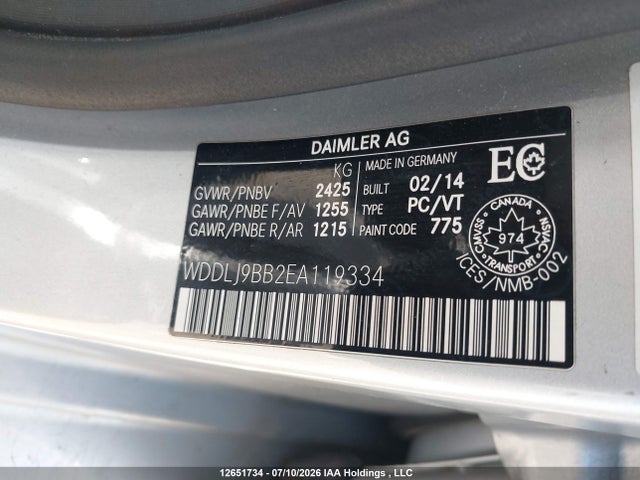 12651734 :رقم المزاد ، WDDLJ9BB2EA119334 vin ، 2014 Mercedes-benz Cls 550 مزاد بيع